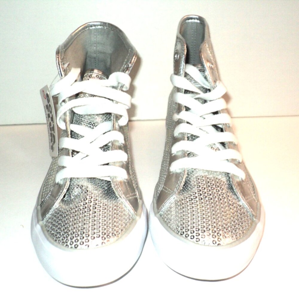 Gotta Flurt Disco II Hi Silver Sequin Sneaker Shoes Women's 8 Hip Hop Dance NEW